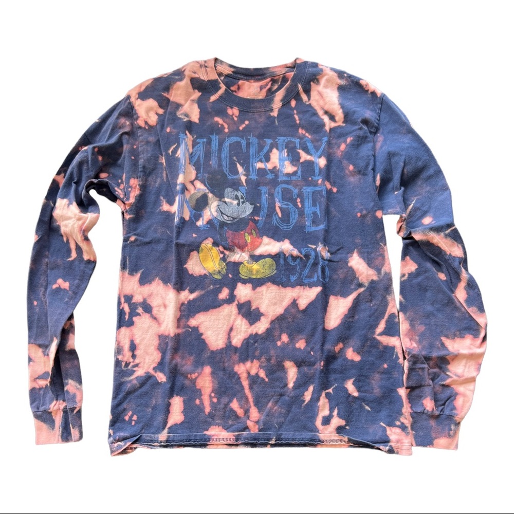 Repurposed bleached tee Long-sleeve Disneyland Mickey Mouse